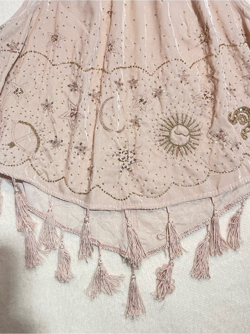 Free People Blush Embroidered Halter Camisole with Tassel Hem - Picture 2 of 7